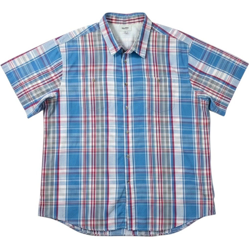 KingSize Mens 6XL Big Blue Plaid Short Sleeve Button Front Shirt 79-0608-4
